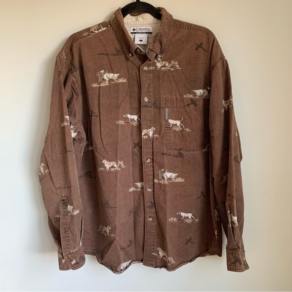Columbia Hunting Dog Shirt Long Sleeve Button Down